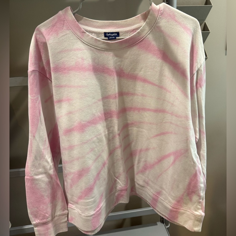 Splendid Cream & Pink Tie-Dye Pullover Sweatshirt